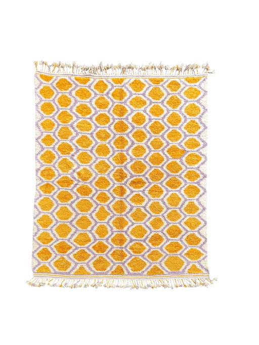 Orange - Tapis berbère marocain moderne en laine