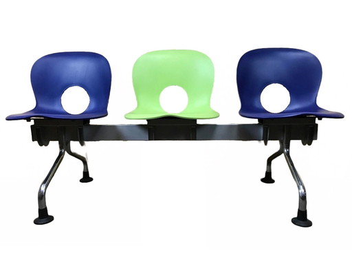 3-seater bench Paul Barbieri Oliva Rexite 3-seater chair waiting bench chrome Italy