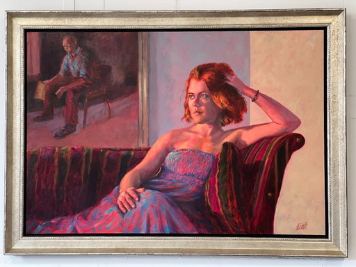 Dipinto ad olio originale su tavola dal titolo "Attesa".