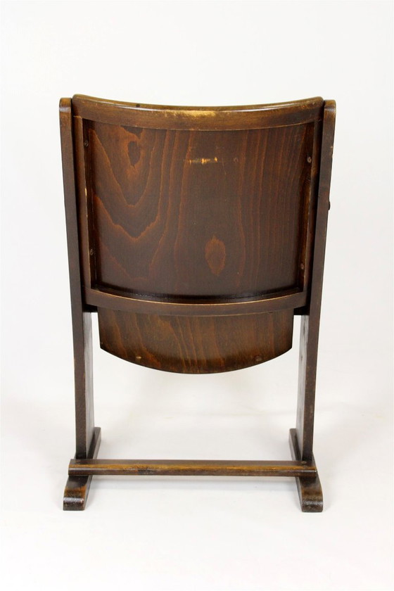Image 1 of Fauteuil de cinéma vintage TON (Thonet), tchèque des années 1940, siège de théâtre en bois