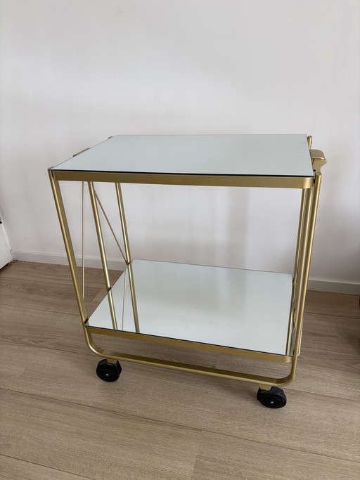 Carrello da tè/bar vintage con vetro a specchio