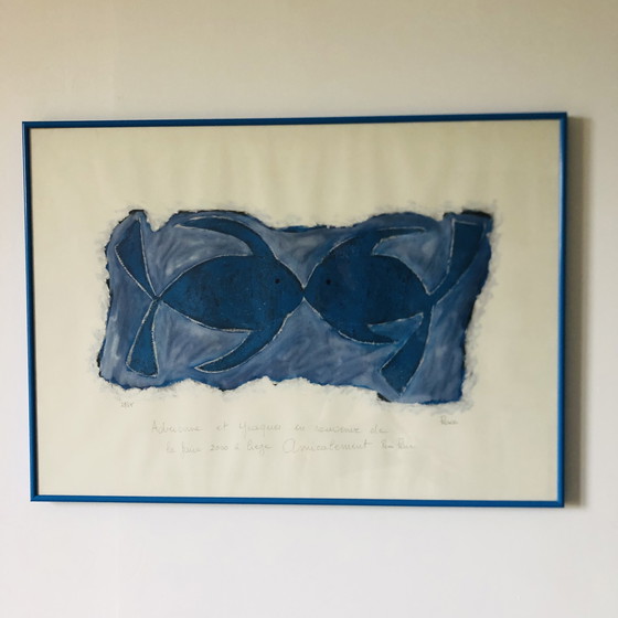 Image 1 of Litografia "coppia di pesci" di Rémi Pesce