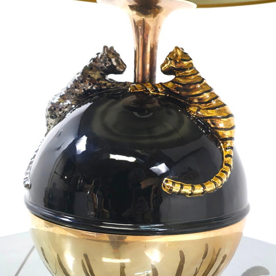 Image 1 of Chapman table lamp panthers brass black Hollywood vintage