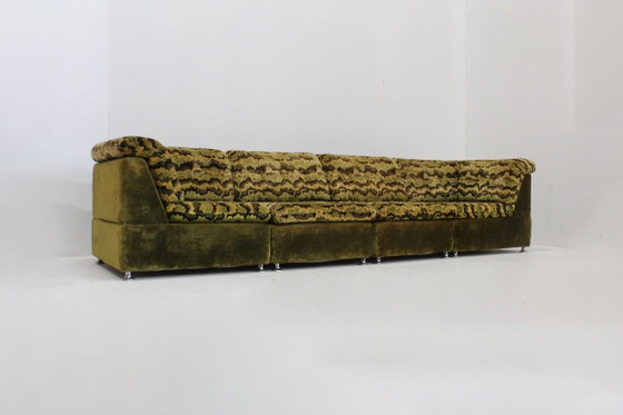Vintage modulaire elementen sofa  groen 1970s, Modulaire banken, Textiel, Chroom (foto 7 van 9)