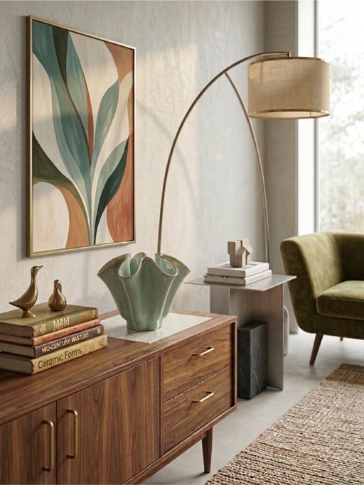 Keramische vaas van B. Letalle Saint-Clément – ​​model 9005 – celadongroen – sculpturaal ontwerp – jaren 1950/60 – 23 cm