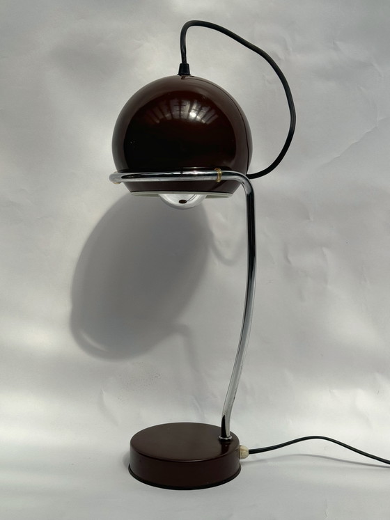 Image 1 of Vintage Brown Gepo Amsterdam Eyeball Lamp | Table Lamp 1970s Dutch Design