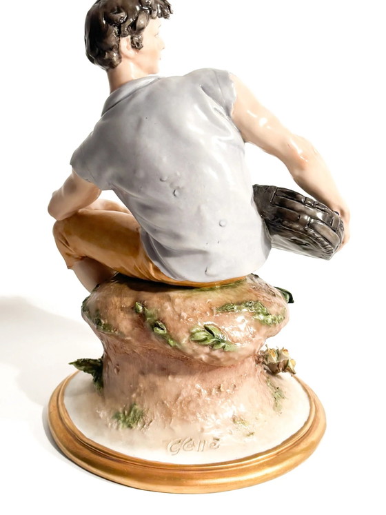 1958 Giuseppe Cappè Capodimonte Porcelain Farmer Sculpture – Barok (photo 6 of 9)