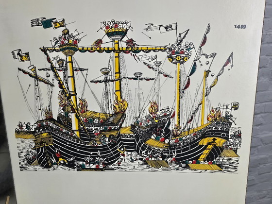 Image 1 of Mid-Century Design Wooden Coat Rack with Mirror and Storage Bench, Pastoe Style, Netherlands, 1960s