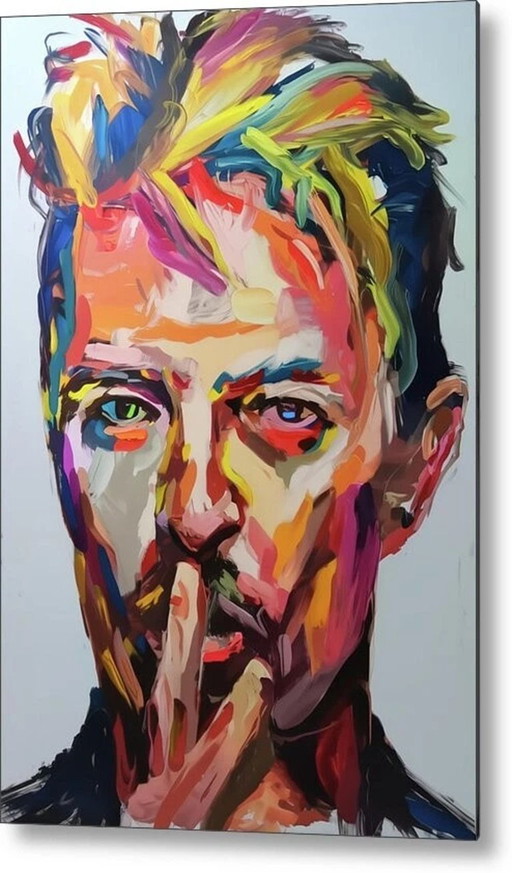 Hommage an David Bowie – Expressives Pop-Art-Porträt | 80 × 120 cm | Pigmentdruck Alu-Dibond mit Transparent-Airbrush-Veredelt