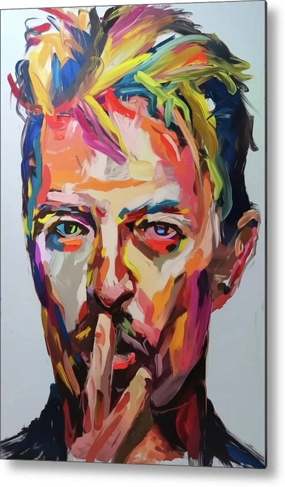 Image 1 of Hommage à David Bowie – Portrait pop art expressif | 80 × 120 cm | Impression pigmentaire sur Dibond aluminium avec finition aér