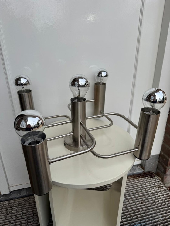 Image 1 of Wunderschöne 5-flammige Sciolari-Deckenleuchte von Leola Leuchten, 1970er Jahre.