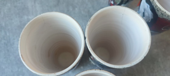 Image 1 of Tazas de cerámica esmaltada con diseño abstracto de los años 60