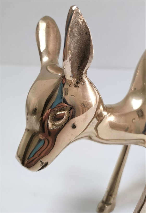 Image 1 of solid brass deer, 1980s