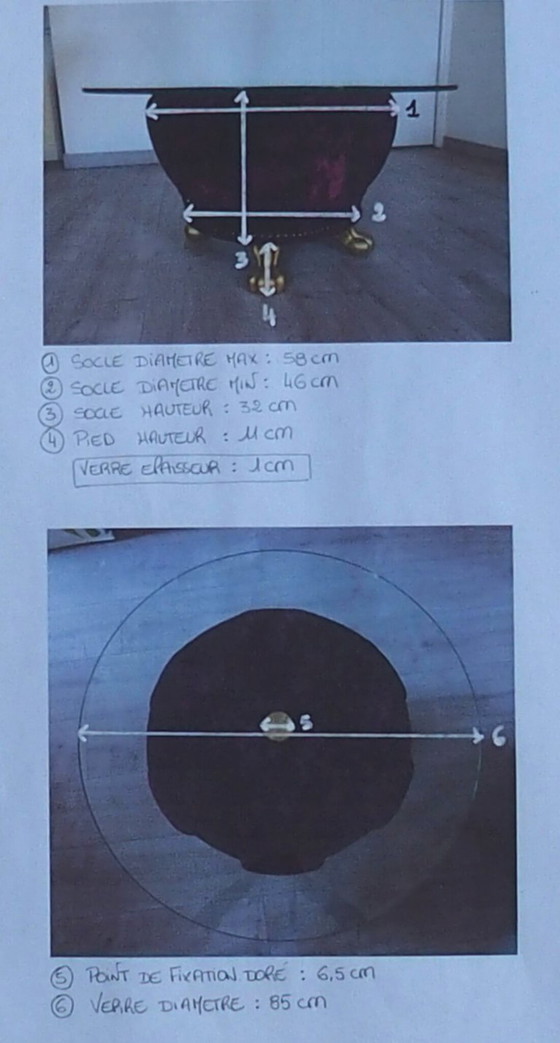 Image 1 of Couchtisch und zwei Thronsessel aus lila-fuchsiafarbenem Samt von BRETZ