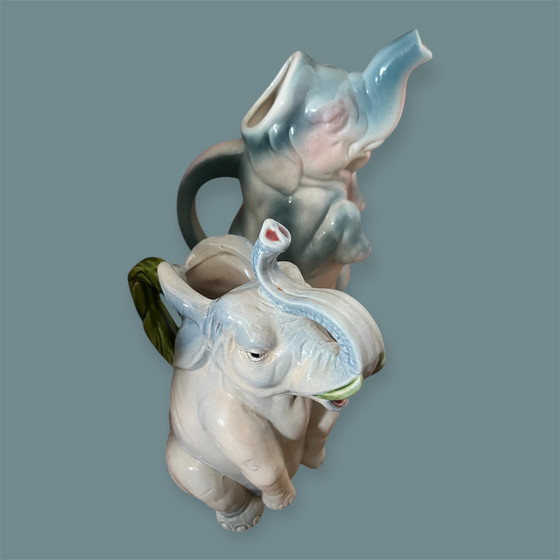 Image 1 of Antique Majolica elephant carafe izgst