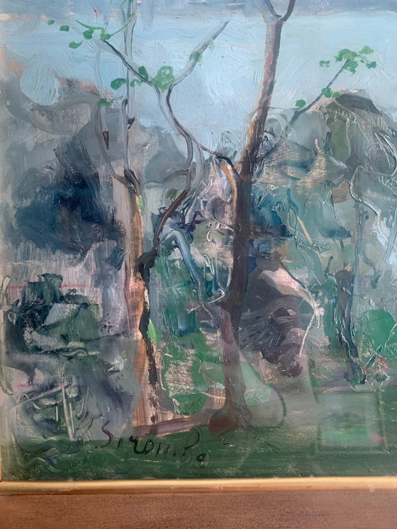 Oil on Canvas Landscape Painting by Giovanni Sirombo, 1920s, Paintings & Drawings (photo 4 of 8)