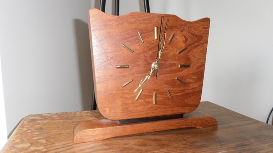 Image 1 of Jakob Palmtag +/- '30-40 - Brass/Wood table clock, 220v