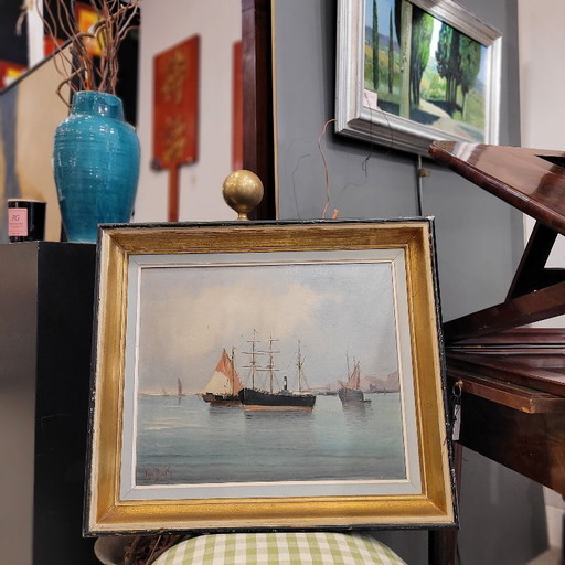 “Kortenhoef’s Ships” Bernard van Beek, The Hague School, circa 1910 – Netherlands