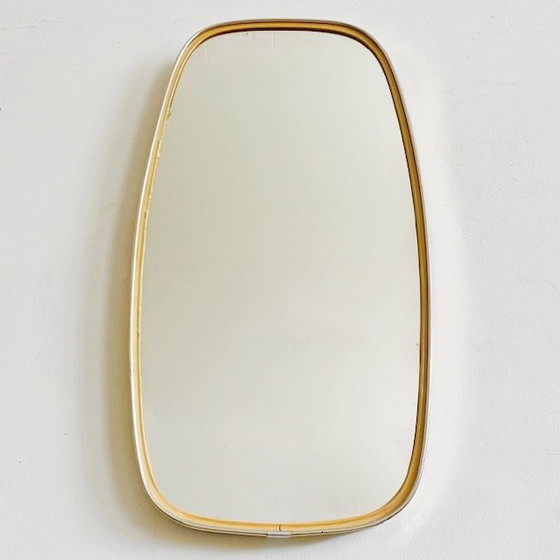 Image 1 of Mid - Century asymmetrical mirror brass 1950s