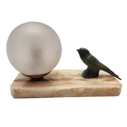 Lampe Art Déco française avec moineau