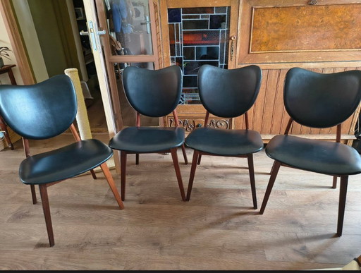Set aus 4 Vintage-Esszimmerstühlen aus Kunstleder – eetkamerstoelen, Wood