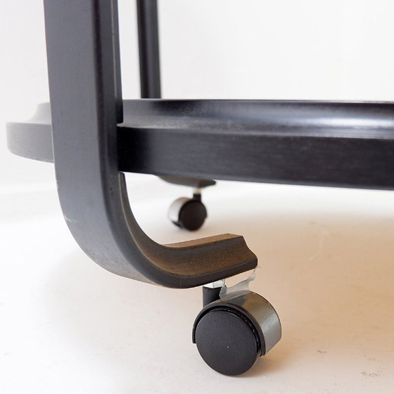 Image 1 of Chariot à boissons en bois de style milieu du XXe siècle avec une finition ébonisée 