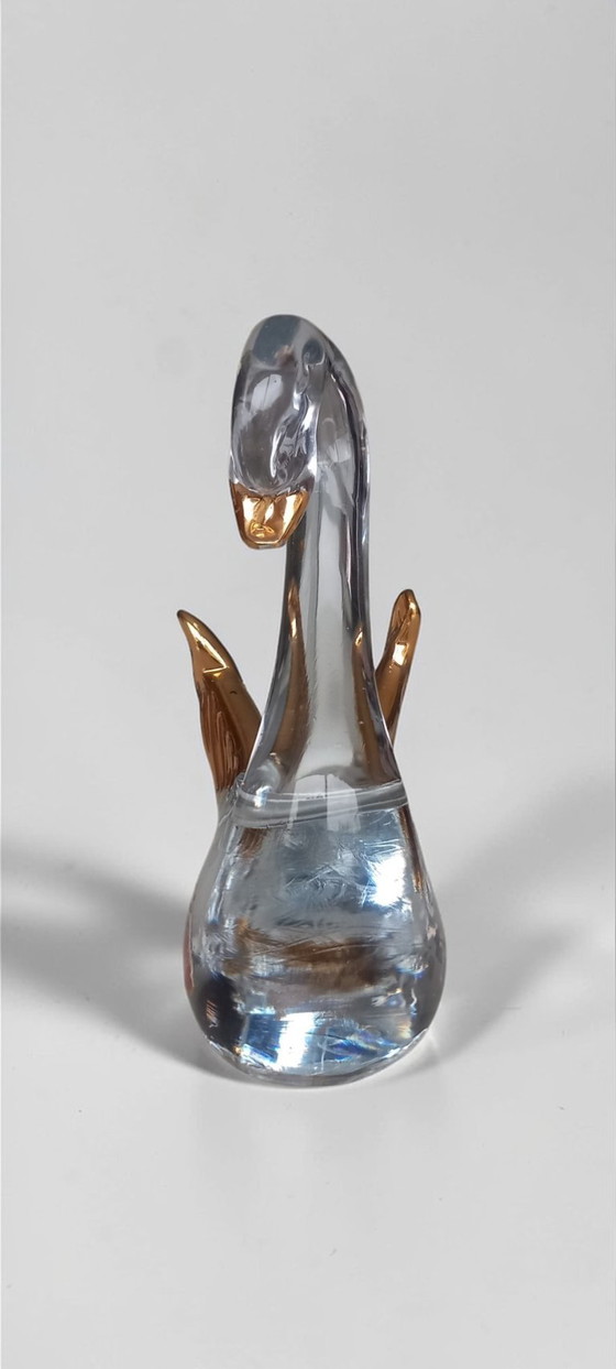 Image 1 of Murano glass swan with gold-colored wings – Italy – 12 cm