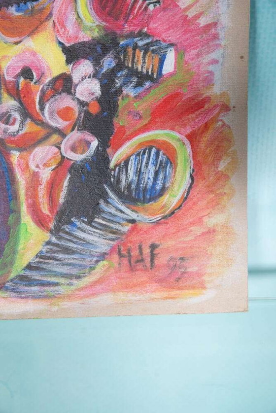 Image 1 of Deense kunst Fahrendorf, schilderij abstract kunstwerk