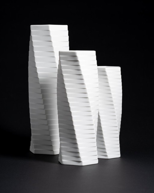 ROSENTHAL Studio-Line WERNER UHL Bisque Porcelain Vase Trio PISA Postmodernism