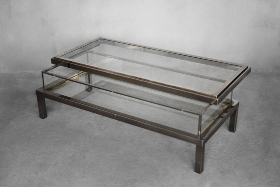 Image 1 of Vintage coffee table with glass cabinet by Maison Jansen, France 1970