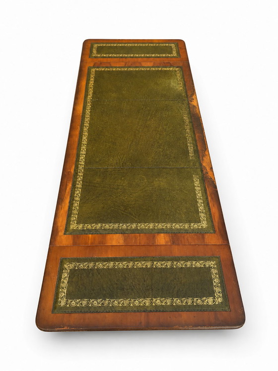 Double-Sided English Mahogany Desk with Extensions – Wood, Leather (photo 6 of 11)