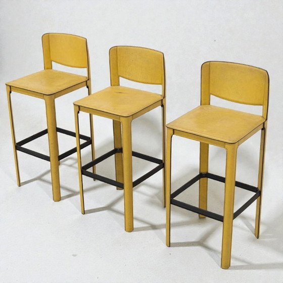 Image 1 of Sgabelli da bar in pelle di Tito Agnoli per Matteo Grassi