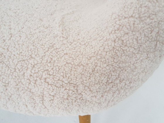 Fauteuil lounge scandinave moderne en bouclette, Danemark, années 1960 – Textile, Wood (photo 6 of 7)