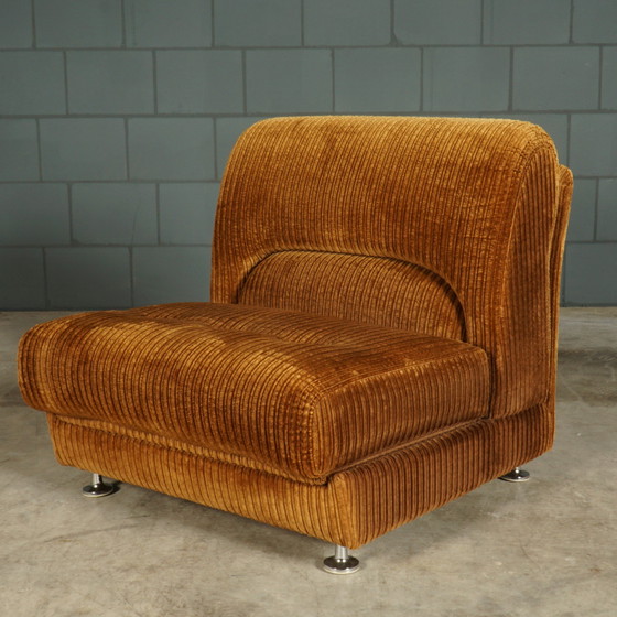 Image 1 of Midcentury modular sofa - brown rib fabric - 1970s