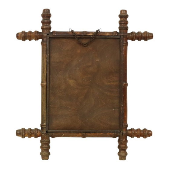 Image 1 of Espejo antiguo de madera imitación bambú 44x39cm