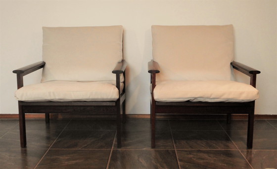 Image 1 of Illum Wikkelsø Rosewood Armchairs For Niels Eilersen (2)