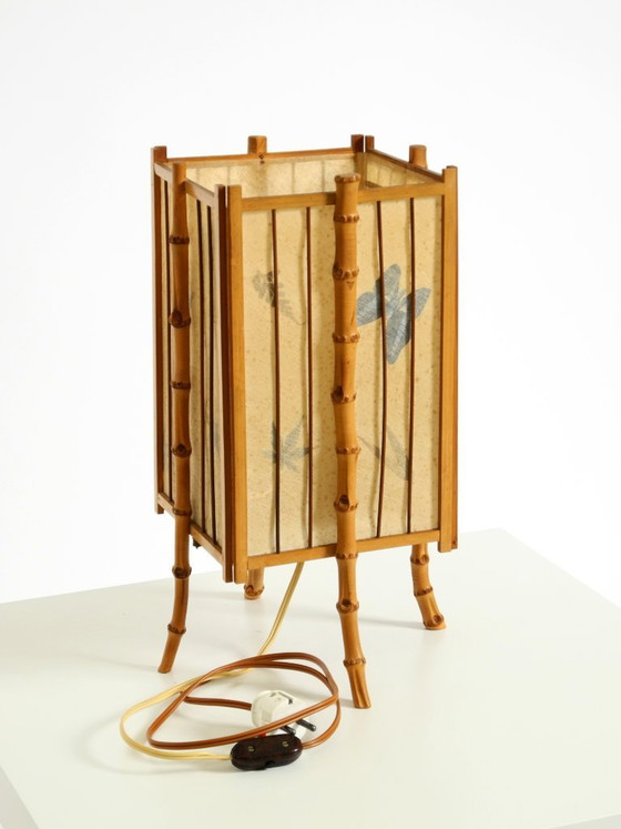 Beautiful French Mid-Century Modern Table Lamp Made Of Bamboo And Parchment Paper (photo 20 of 20)