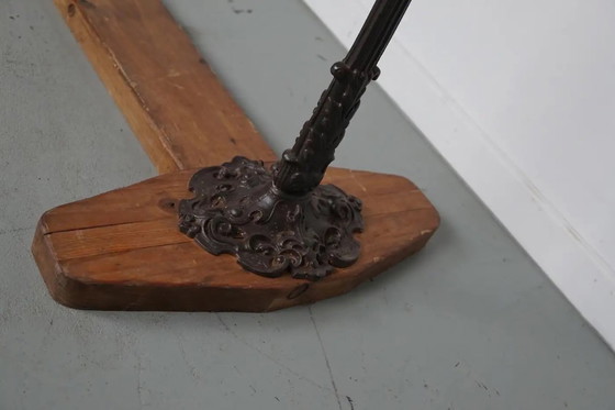 Image 1 of Franse marmeren en gietijzeren console- of bijzettafel, 19e eeuw