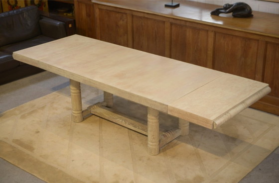 Mesa Art Déco de roble blanqueado al estilo de Jean-Charles Moreux, década de 1940. – Mesas de comedor, Wood (photo 2 of 14)