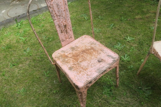 Set van 3 Art Nouveau Tolix geïnspireerde bistro-tuinstoelen – Metal (photo 3 of 10)