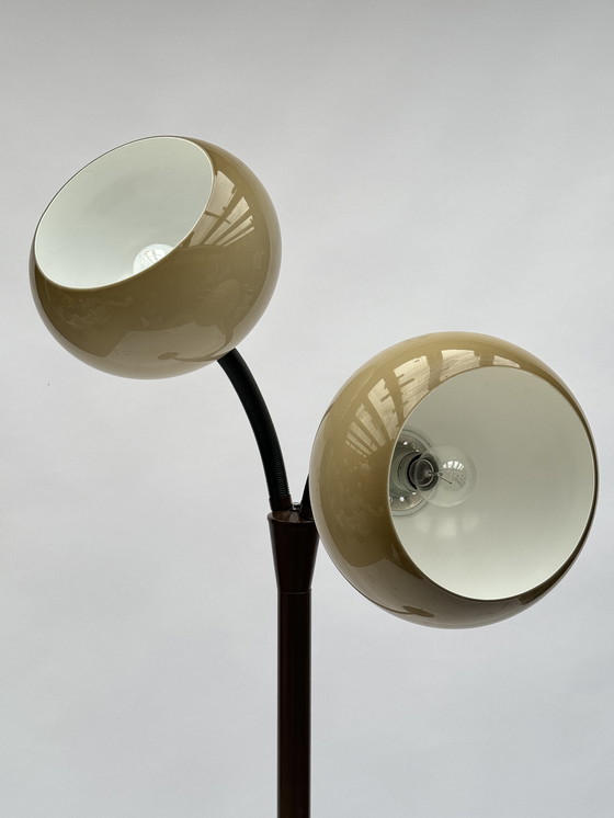 Image 1 of Vintage Brown Floor Lamp by Dijkstra - Dutch Design Mushroom Lamp, Space Age Classic