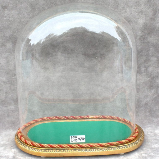 Vintage retro oval glass dome 13.78 x 12.20 x 6.50" cloche globe 35 x 31 cm x 16,5 cm deep steampunk display gift colletible dus