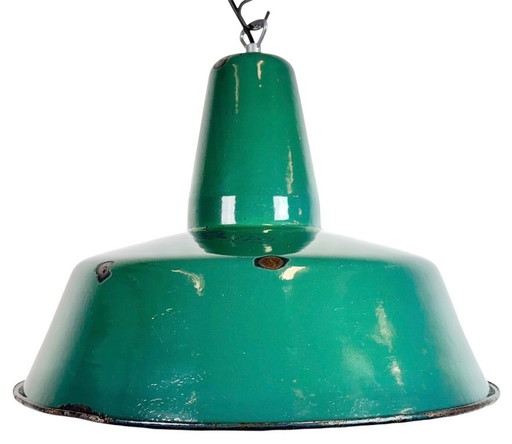 Large Industrial Green Enamel Factory Pendant Lamp, 1960s