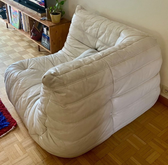 Image 1 of Togo Ligne Roset -  wit leer (zeldzaam) - ORIGINAL