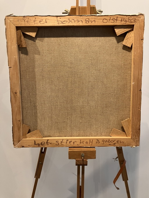Pintura moderna de Pieter Boxman de 1983: Nace el ternero.