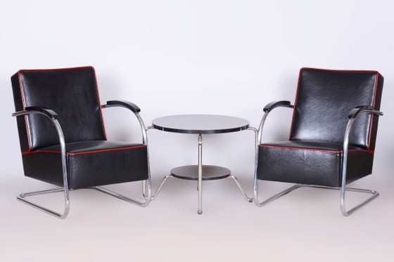 Paar gerestaureerde Bauhaus Fn21 fauteuils, van Mücke-Melder, leer, Tsjechisch, jaren dertig – Leather (photo 12 of 16)