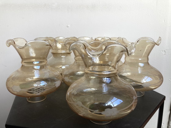 Image 1 of 6 vintage amberkleurige lampenkapjes