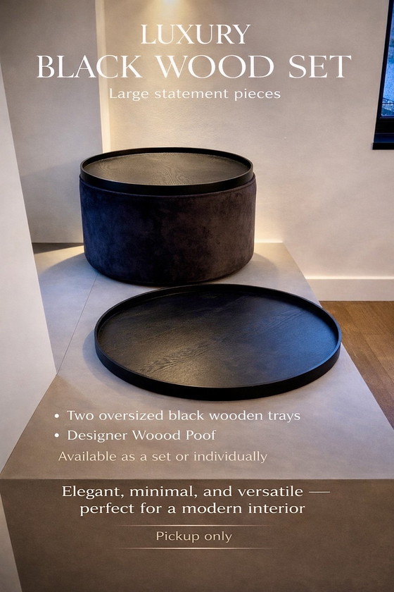 Image 1 of Deux plateaux en bois noir Poof Woood