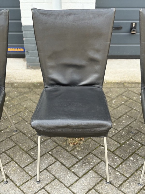Orea Stoelen 6 Stuks – Label van den Berg, Eetkamerstoelen, Leather, Chrome (photo 6 of 17)