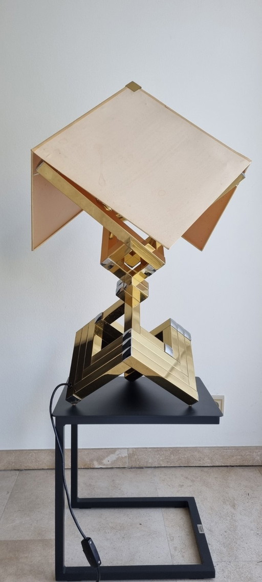 Lampe de table Lumica en laiton avec accents argentés